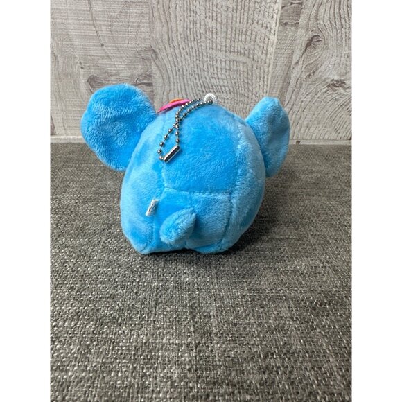 Blue Plush Elephant Keychain Flower Design & Polka Dot Ears for Backpack or Keys - Picture 4 of 8